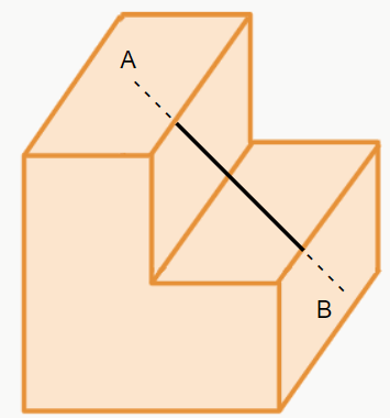 poliedro não convexo com linha